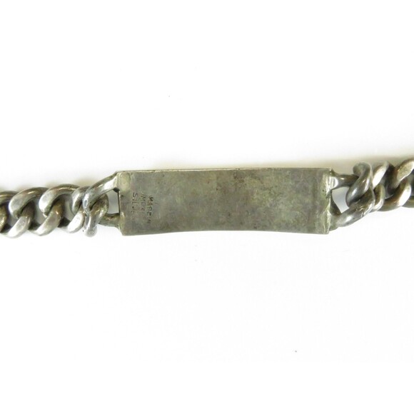 Vintage Pre-Eagle Mexican Sterling Silver ID Bracelet 1.96 oz Bill Magness Engra - Picture 6 of 10